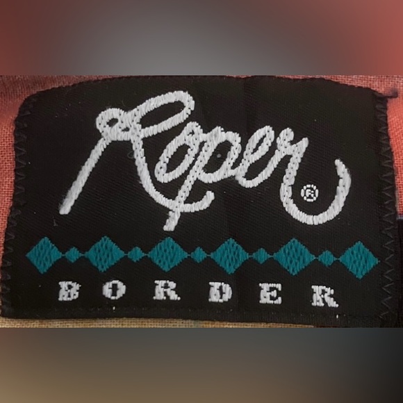 Vintage Roper Border all cotton Western button down shirt in Black Color Size L - Picture 6 of 8